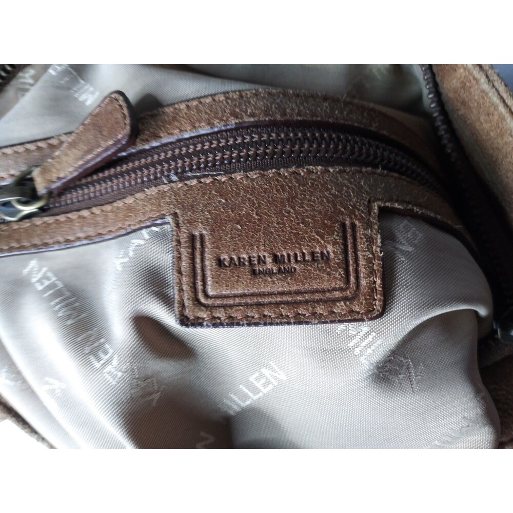 Karen Millen England Tote Bag Chain Leather Handbag Brown - Picture 7 of 7